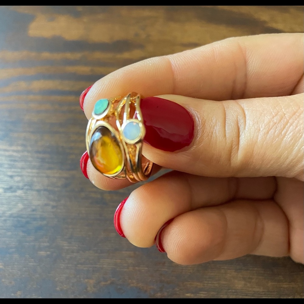 Anthropology Gold -Plated Inlaid  Moonstone Ring!✨